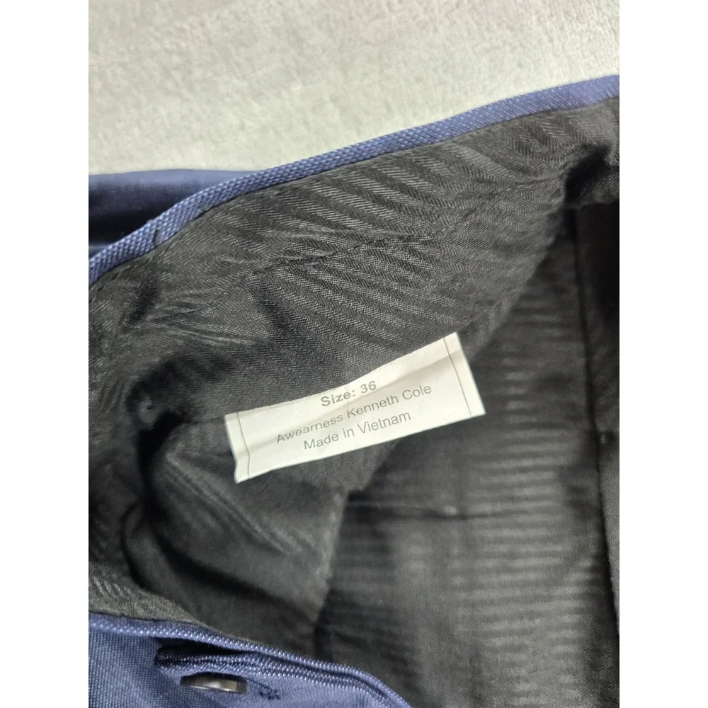 Kenneth Cole Suit Mens 42L 2 Piece Pants 36x32 Blue Wool Blend Slim Fit